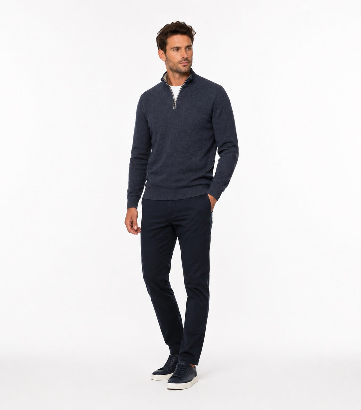 Casa Moda Knitted Troyer Half Zip Sweater 108 - Sapphire Blue