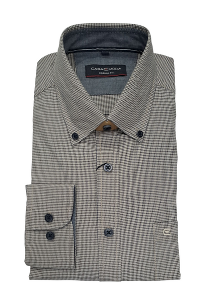 Casa Moda Long Sleeve Casual Shirt - Beige/Navy