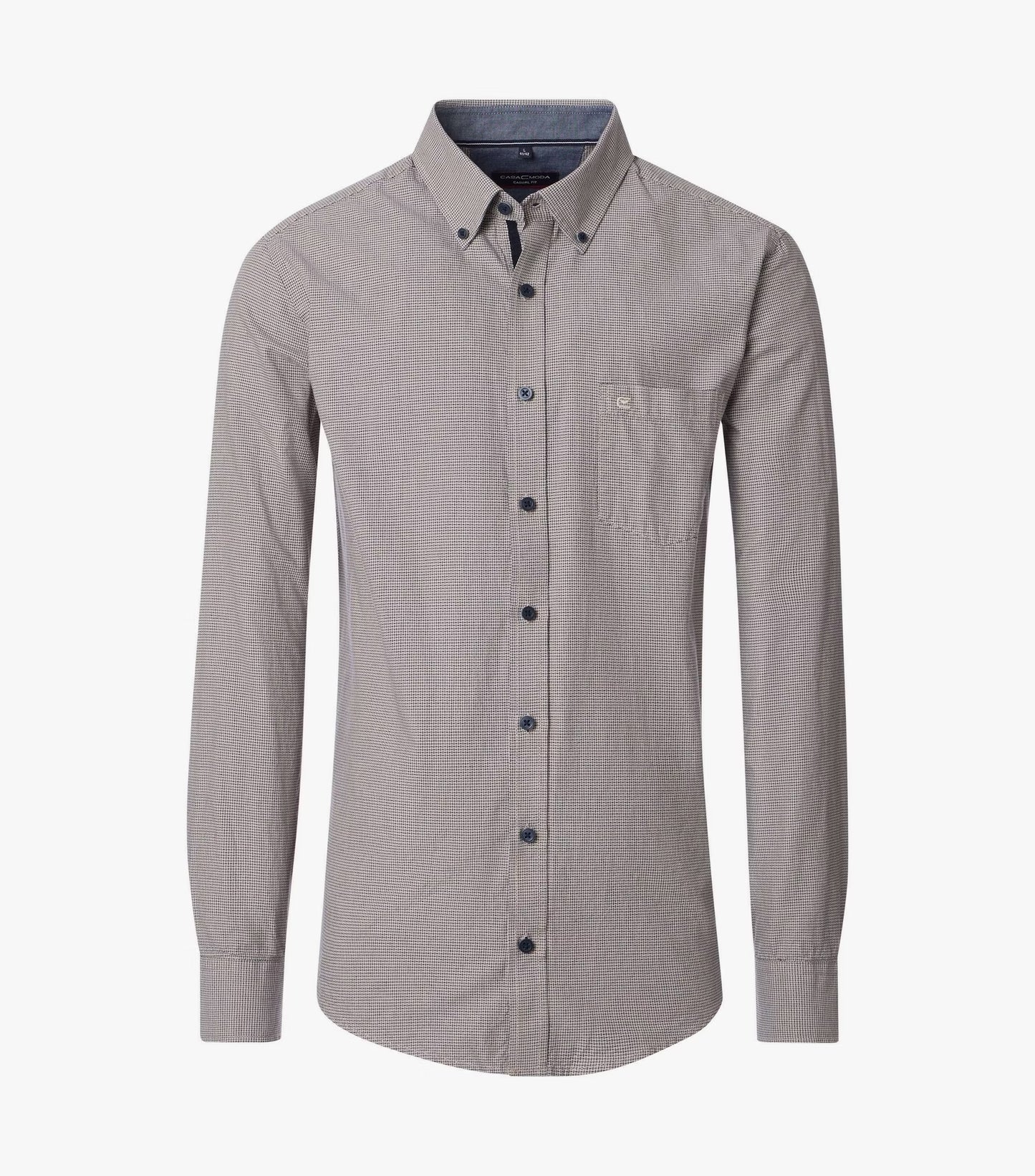 Casa Moda Long Sleeve Casual Shirt - Beige/Navy