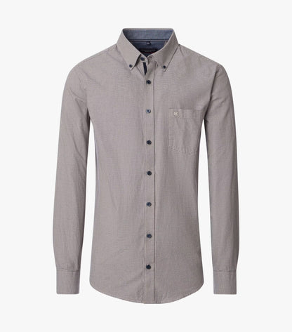 Casa Moda Long Sleeve Casual Shirt - Beige/Navy