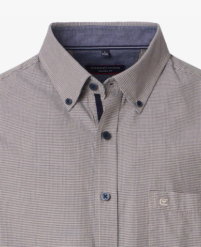 Casa Moda Long Sleeve Casual Shirt - Beige/Navy