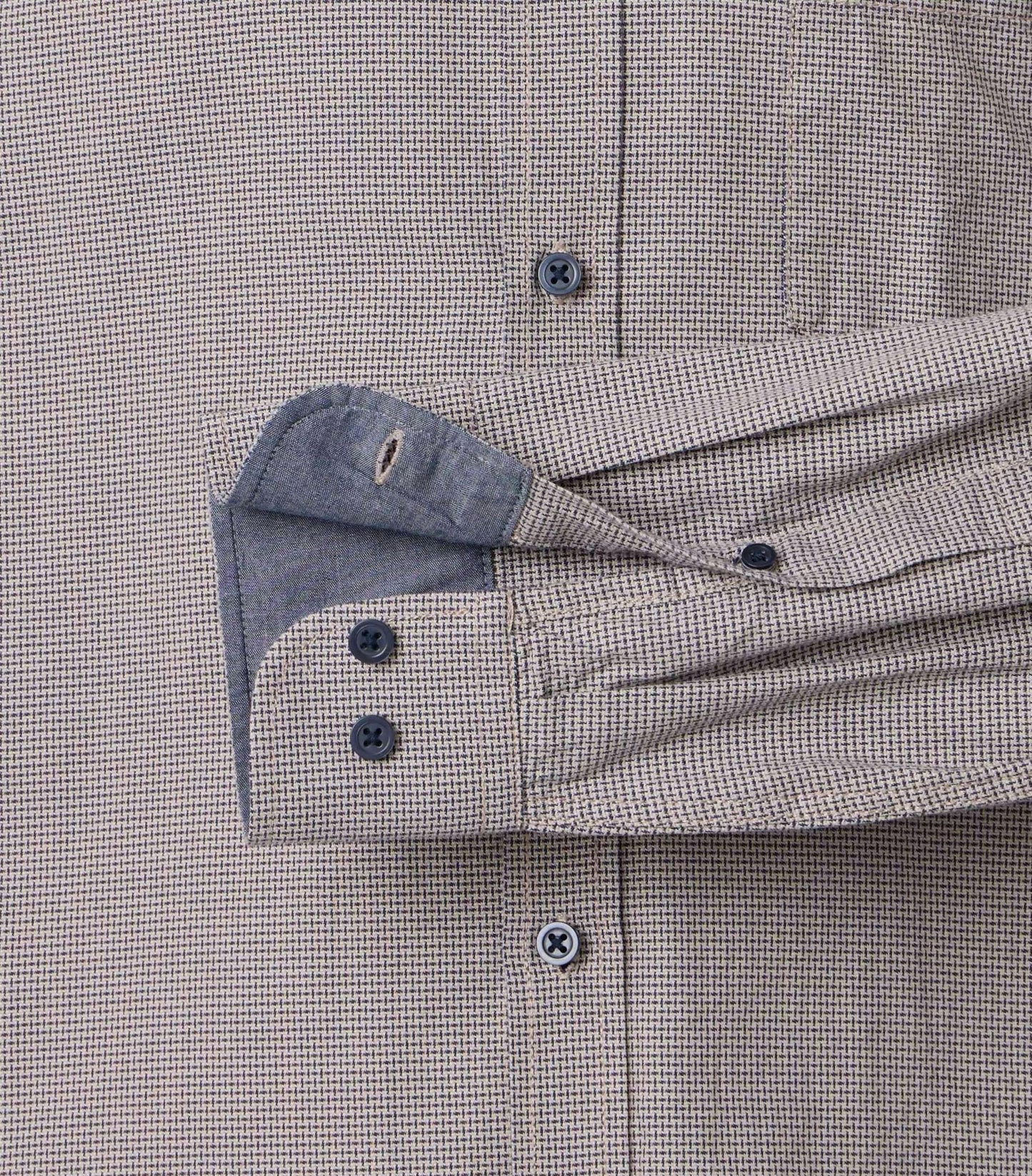 Casa Moda Long Sleeve Casual Shirt - Beige/Navy