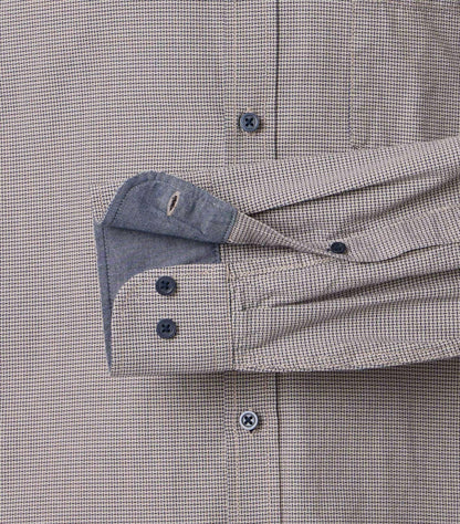Casa Moda Long Sleeve Casual Shirt - Beige/Navy