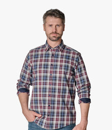 Casa Moda Casual Fit Checked Long Sleeve Shirt 400 - Burgundy