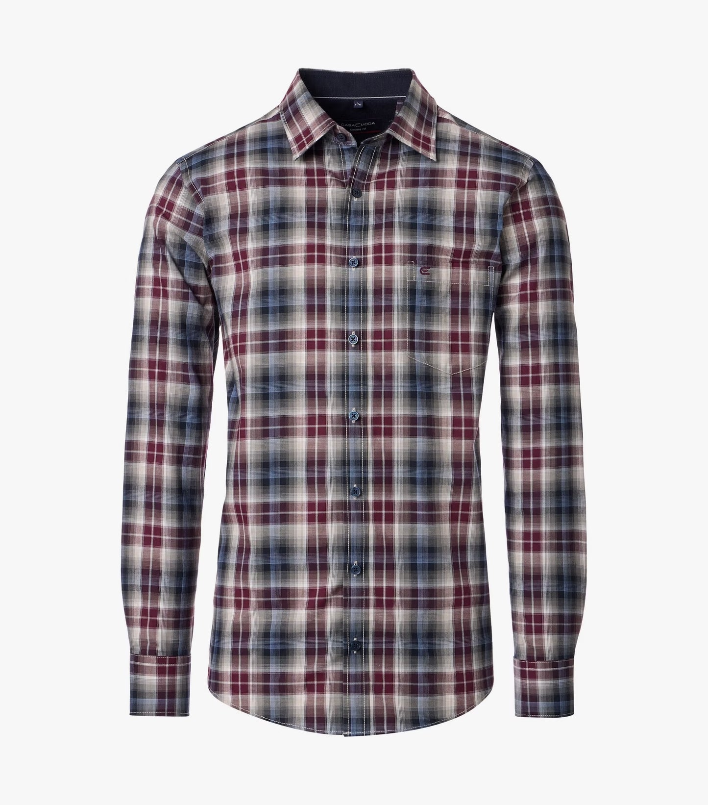 Casa Moda Casual Fit Checked Long Sleeve Shirt 400 - Burgundy
