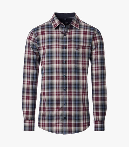 Casa Moda Casual Fit Checked Long Sleeve Shirt 400 - Burgundy