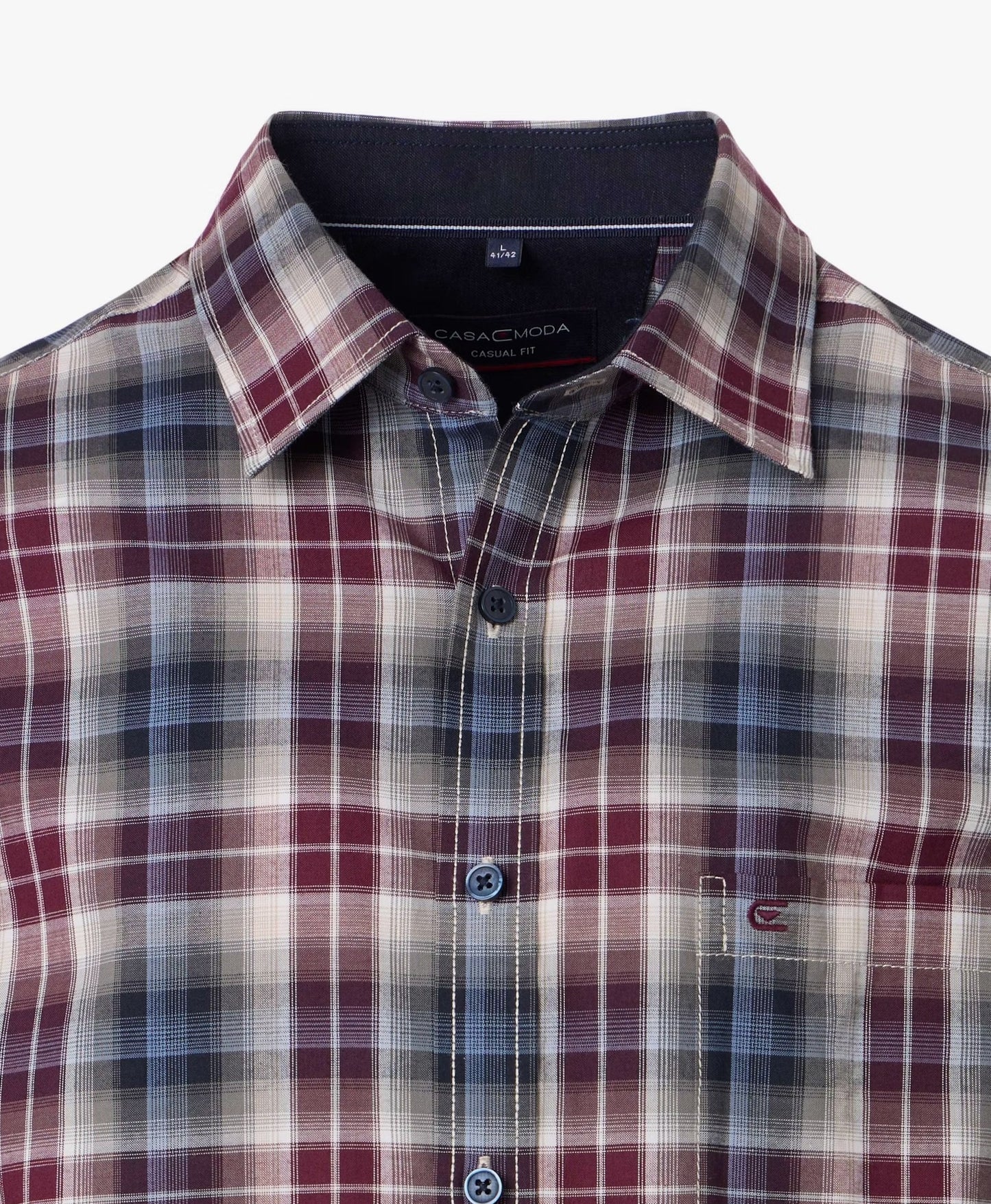 Casa Moda Casual Fit Checked Long Sleeve Shirt 400 - Burgundy