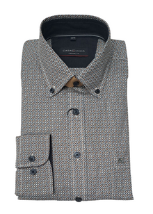Casa Moda Diamond Print Long Sleeve Casual Shirt 700 - Navy/Rust