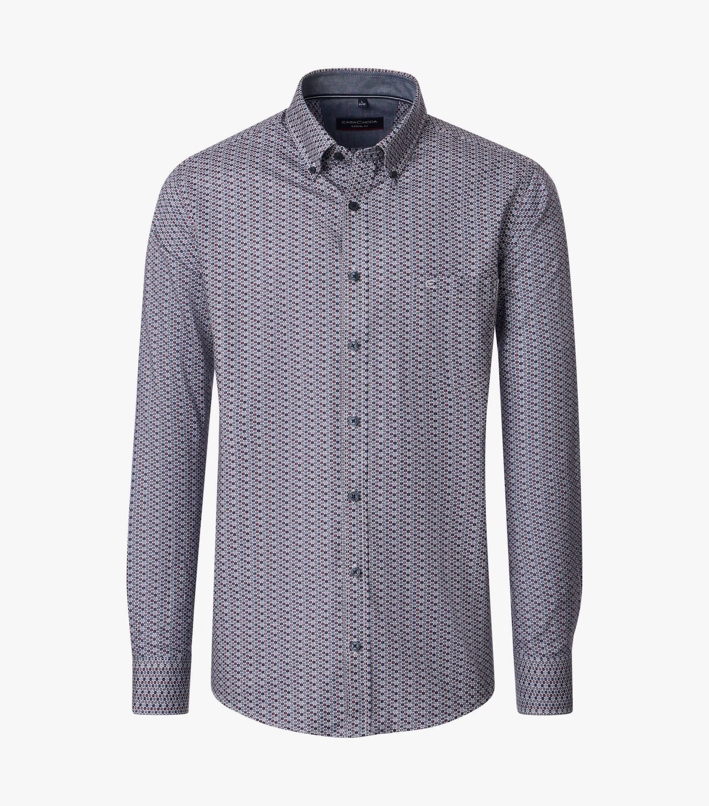 Casa Moda Long Sleeve Casual Shirt 400 - Red/Green
