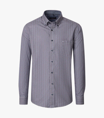 Casa Moda Long Sleeve Casual Shirt 400 - Red/Green