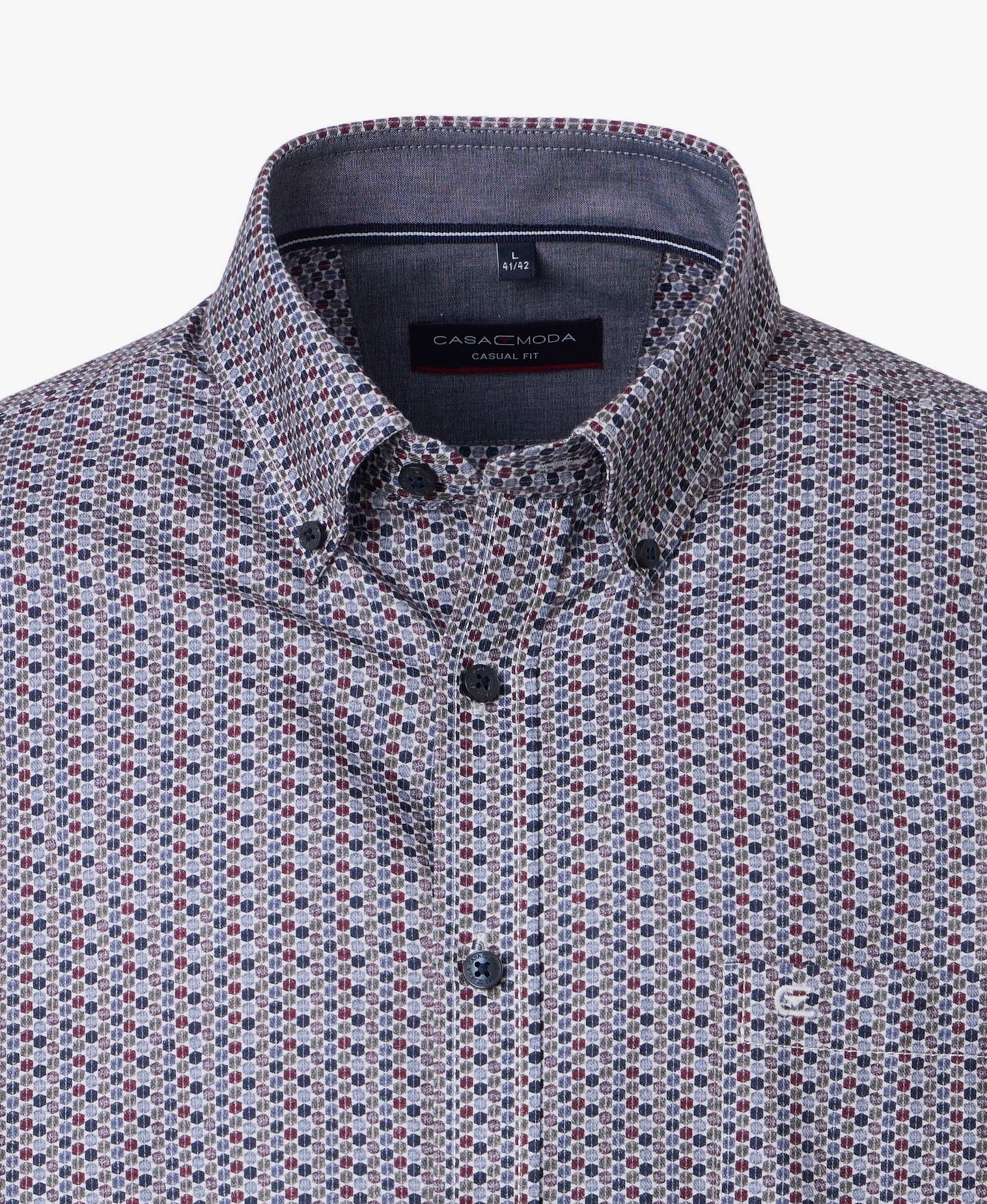 Casa Moda Long Sleeve Casual Shirt 400 - Red/Green