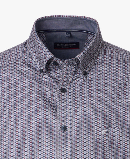 Casa Moda Long Sleeve Casual Shirt 400 - Red/Green