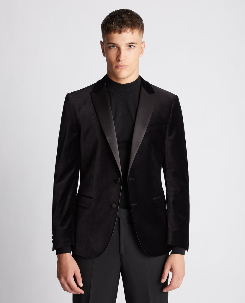 Remus Uomo Monti Slim Fit Tuxedo Jacket - Black