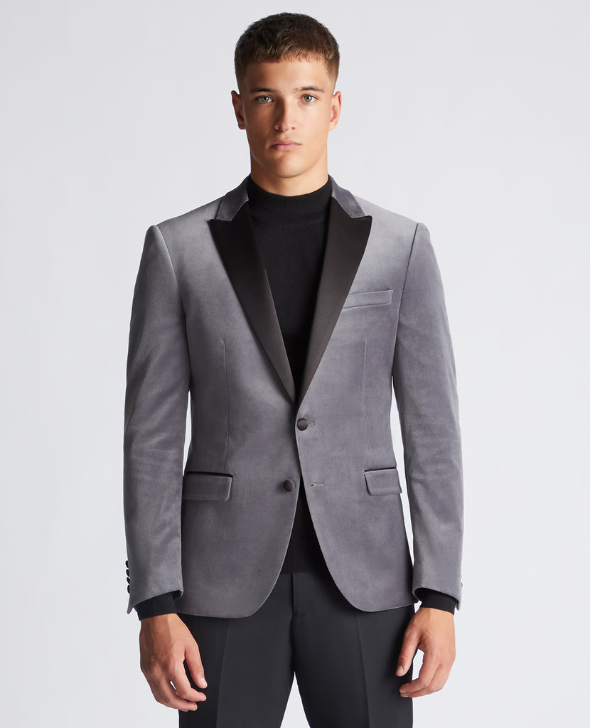 Remus Uomo Monti Slim Fit Tuxedo Jacket - Grey