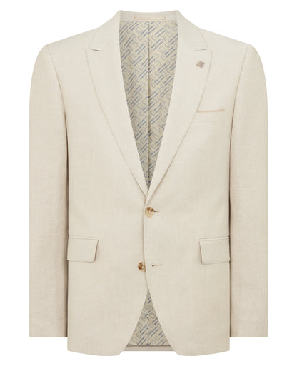 Remus Uomo Peppe Tapered Fit Linen Jacket - Stone