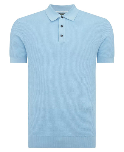 Remus Uomo Short Sleeve Casual Polo Shirt - Sky Blue