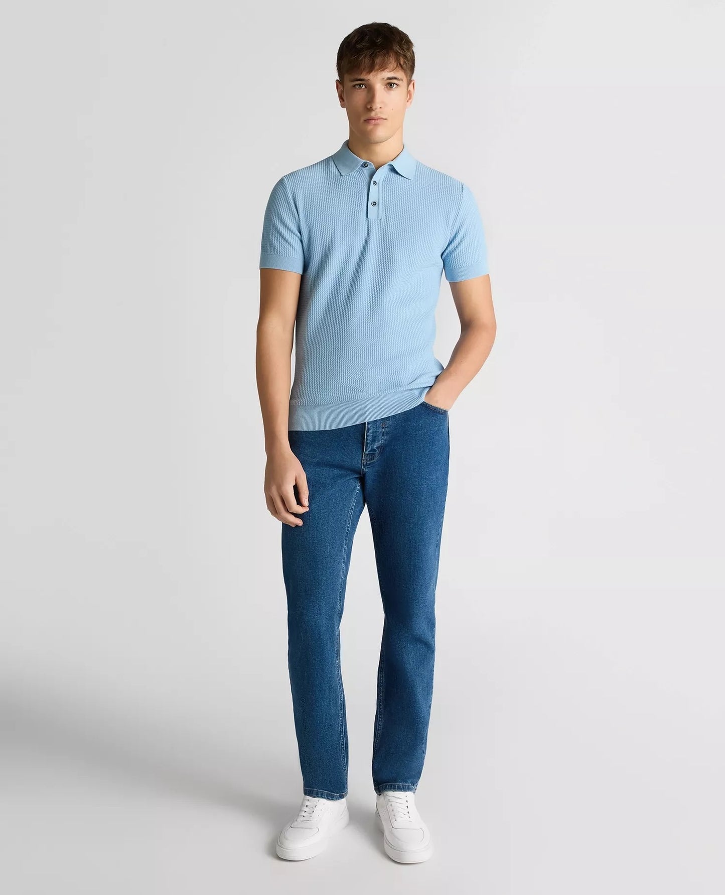 Remus Uomo Short Sleeve Casual Polo Shirt - Sky Blue