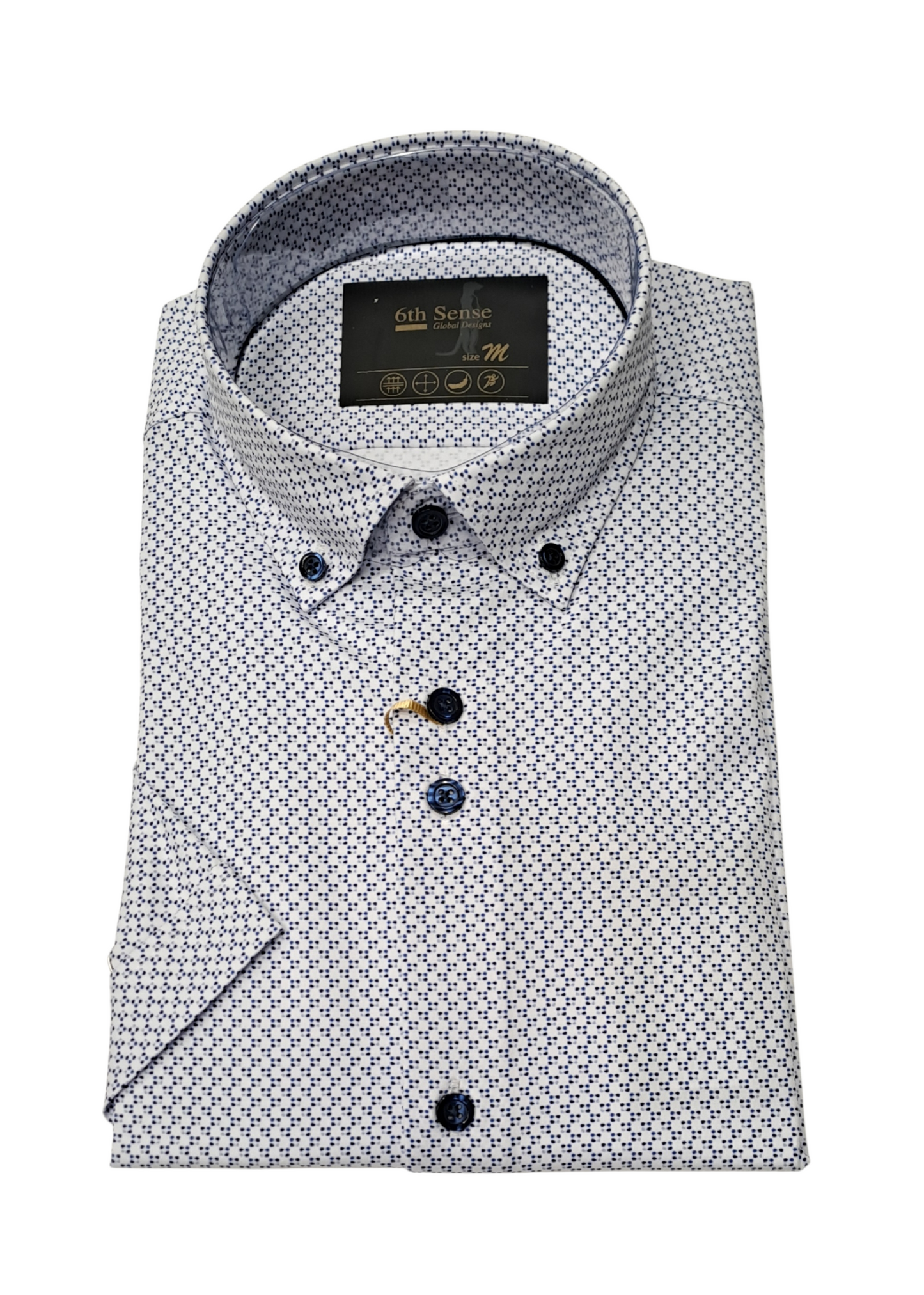6th Sense Performance Short Sleeve Casual Shirt - 5 White/Blue