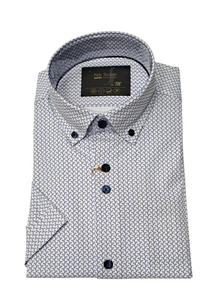 6th Sense Performance Short Sleeve Casual Shirt - 5 White/Blue