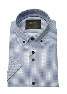 6th Sense Performance Short Sleeve Casual Shirt - 9 White/Blue