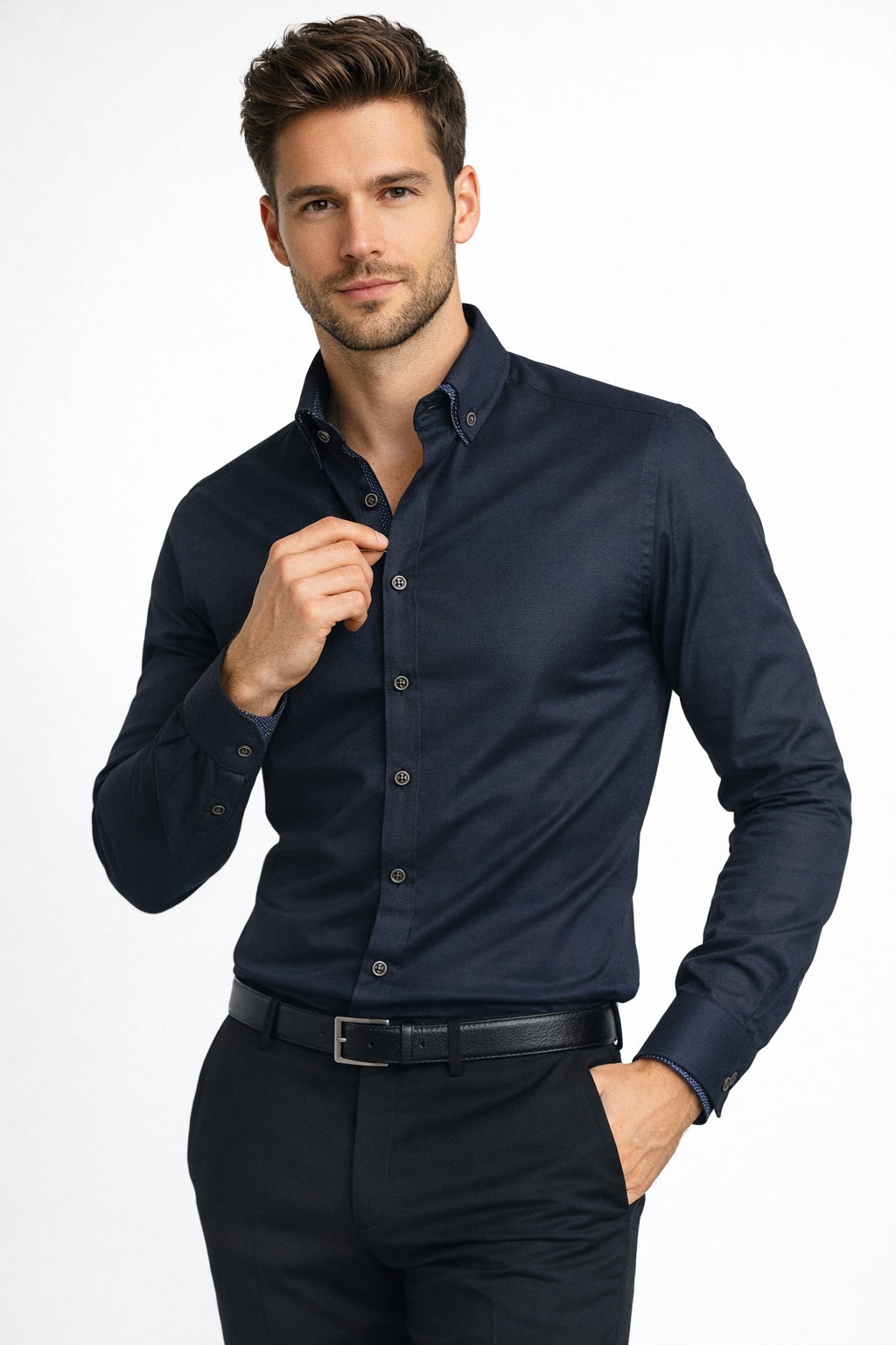 Advise House Of Fashion Long Sleeve Shirt AD-896 - Navy