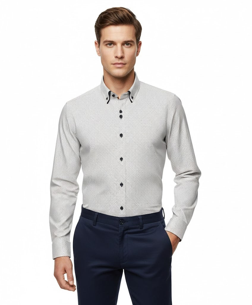 Advise House Of Fashion Long Sleeve Shirt AD-915 - White/Burgundy