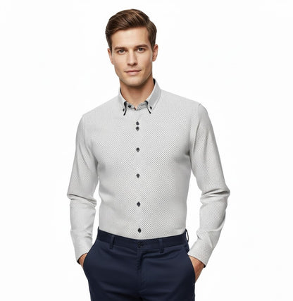 Advise House Of Fashion Long Sleeve Shirt AD-915 - White/Burgundy