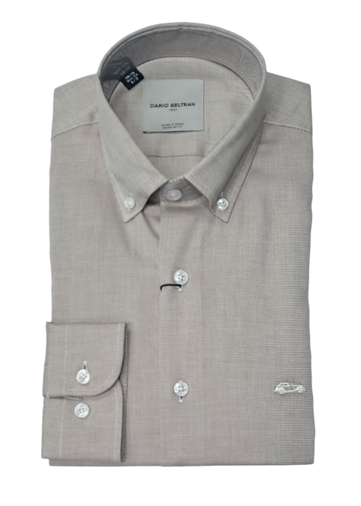 Dario Beltran Abaigar Regular Fit Casual Shirt - Beige