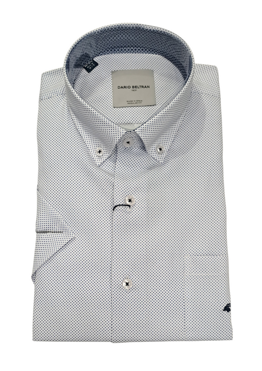 Dario Beltran Abajo Short Sleeve Casual Shirt - White/Navy