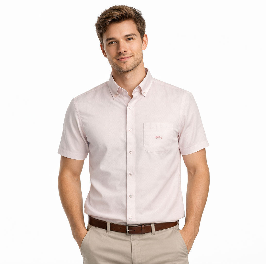 Dario Beltran Abajo Short Sleeve Casual Shirt - White/Pink