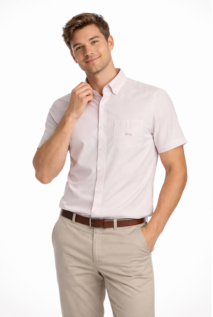 Dario Beltran Abajo Short Sleeve Casual Shirt - White/Pink