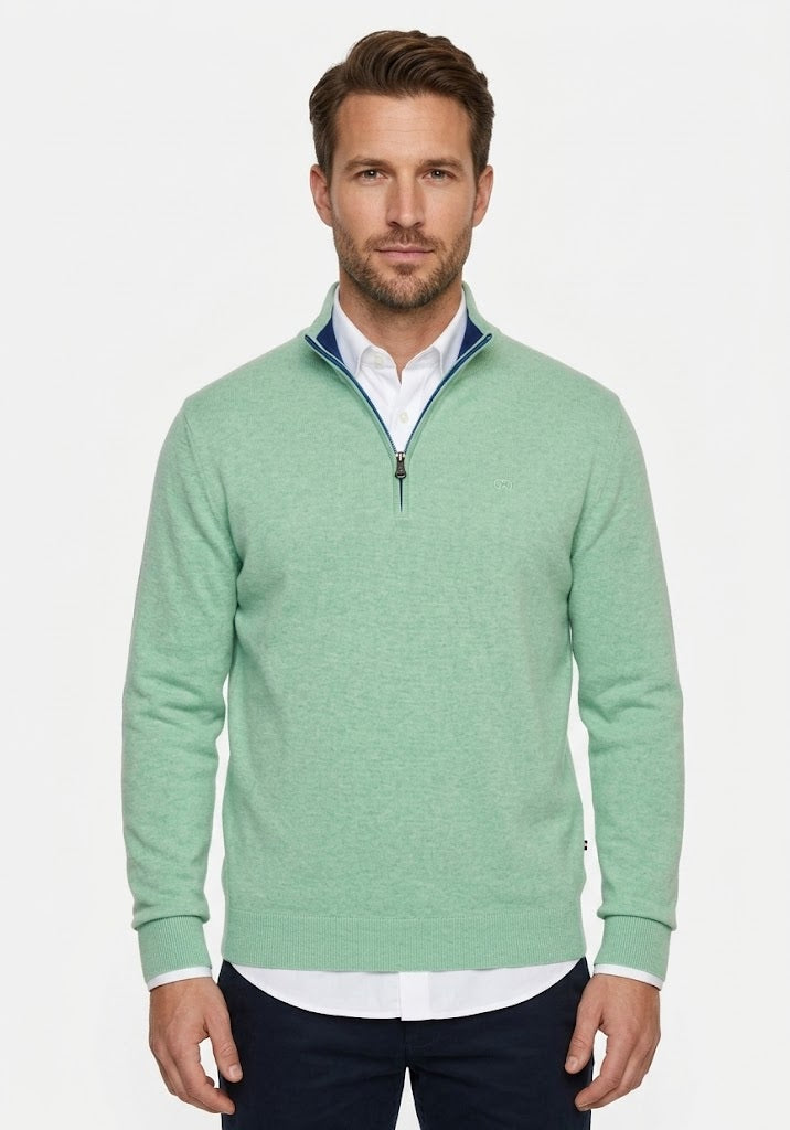 Andre Adare Half Zip Sweater - Sage