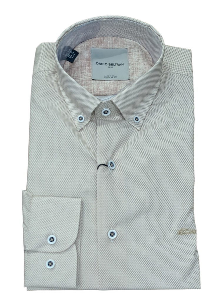 Dario Beltran Albesa Long Sleeve Casual Shirt - Beige