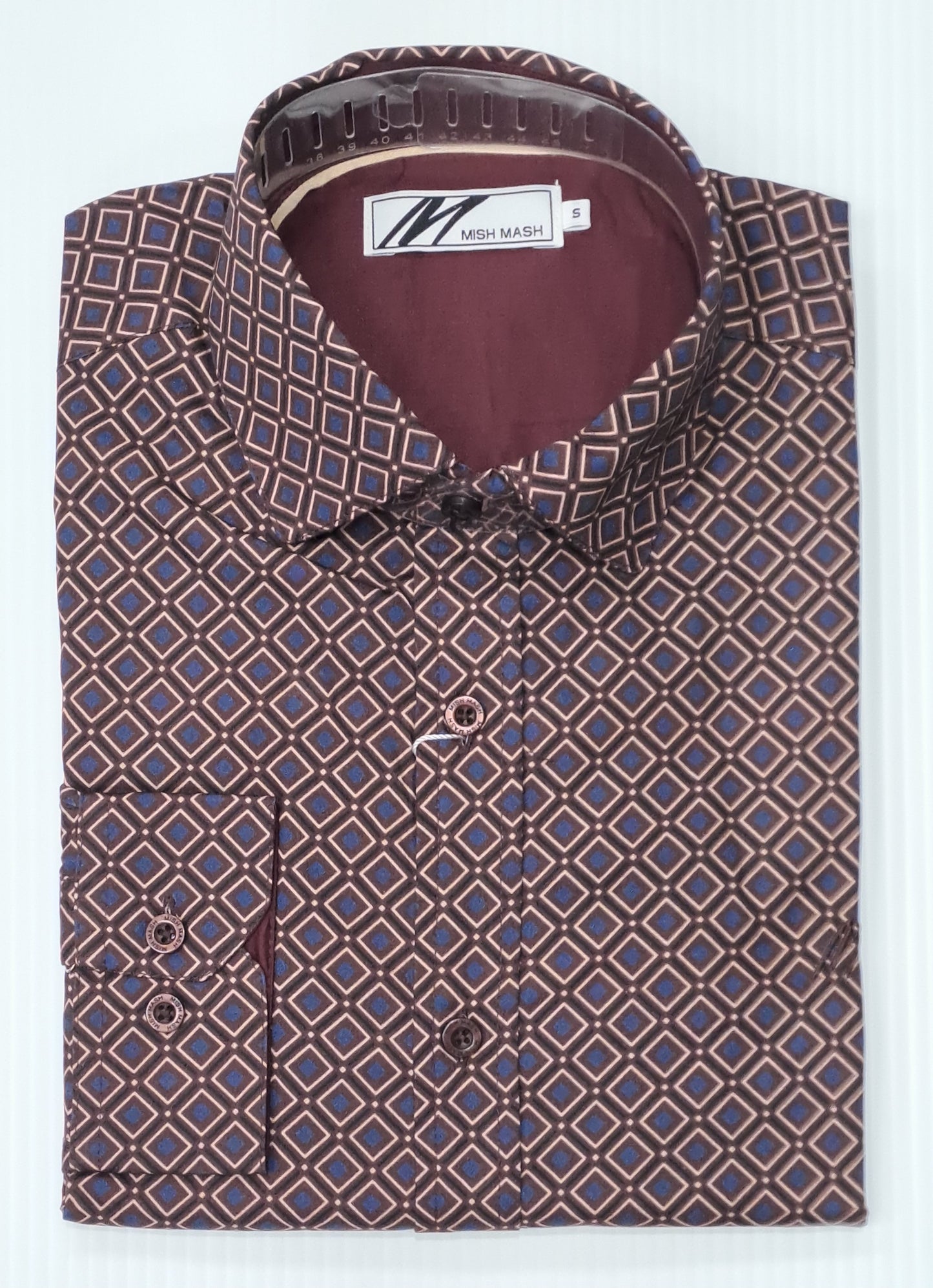 Mish Mash Alto Long Sleeve Diamond Print Shirt - Plum