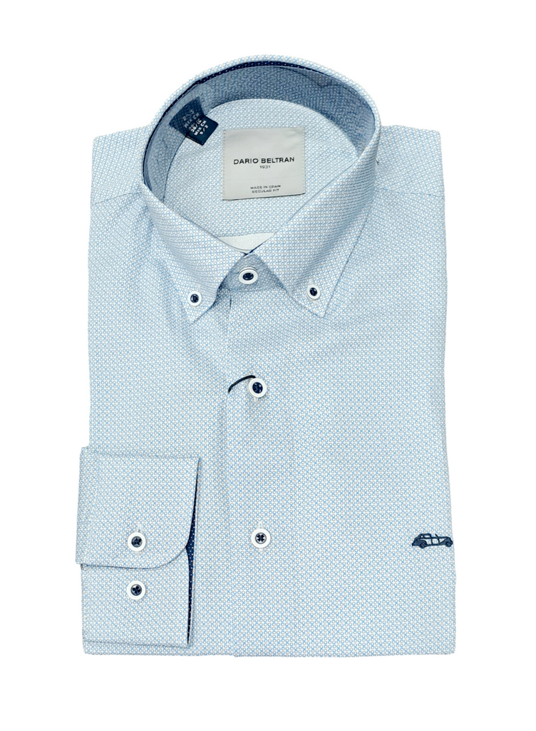 Dario Beltran Ampudia Regular Fit Casual Shirt - Blue/Beige