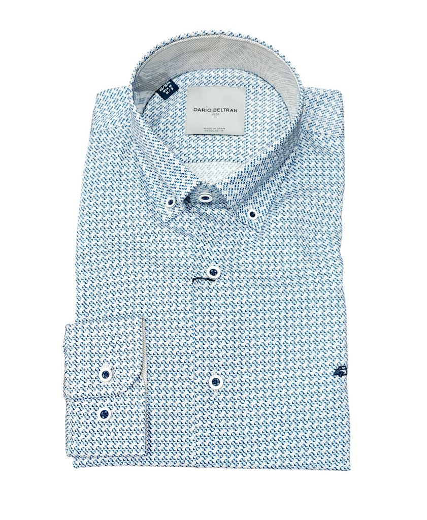 Dario Beltran Aoiz Regular Fit Casual Shirt - Blue/Beige