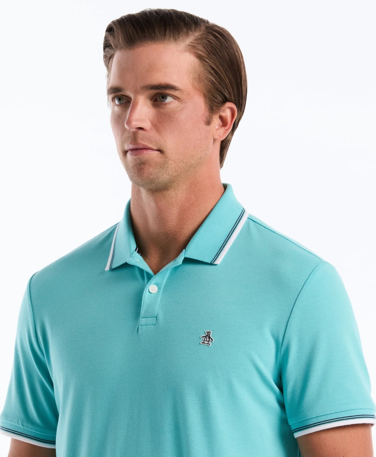 Original Penguin Sticker Pete Tipped Pique Polo Shirt - Aquarelle