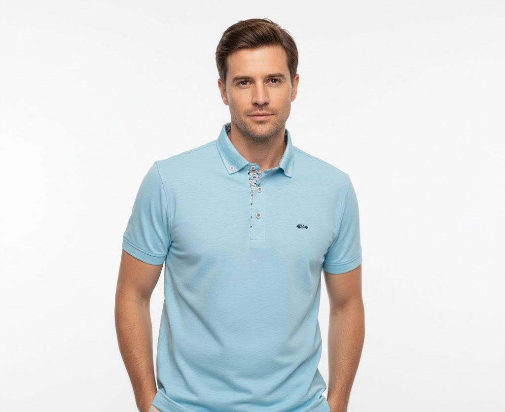 Dario Beltran Short Sleeve Polo - Aqua