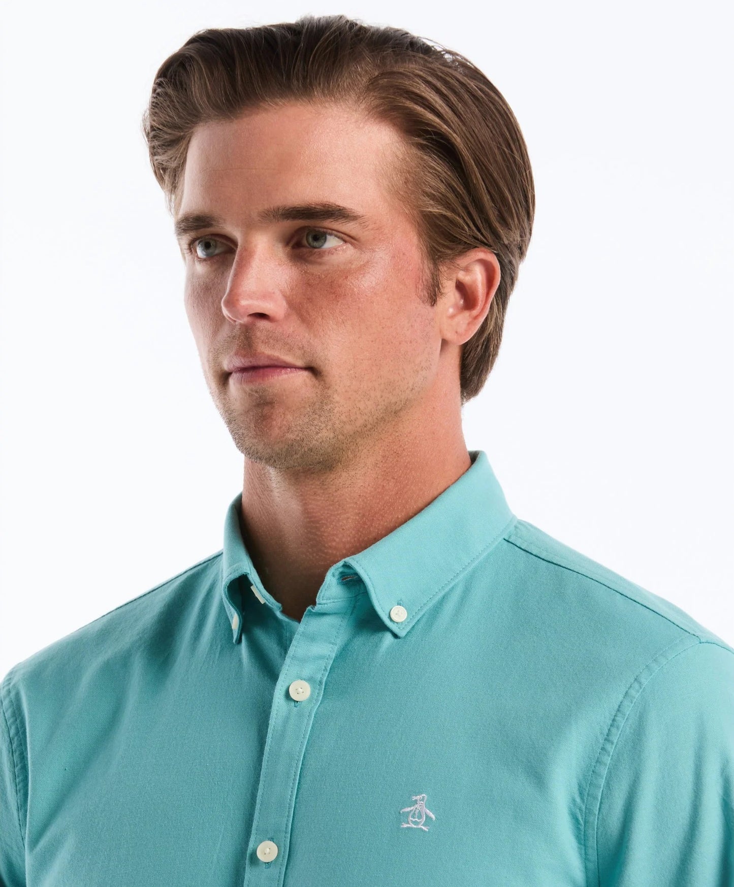 Original Penguin Long Sleeve Oxford Shirt - Aquarelle