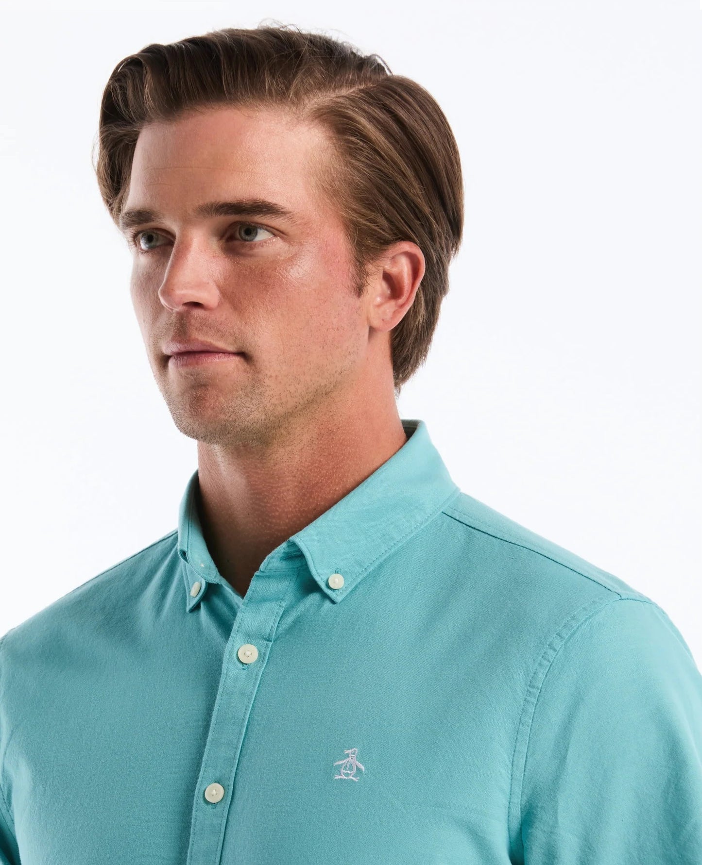 Original Penguin Short Sleeve Oxford Shirt - Aquarelle