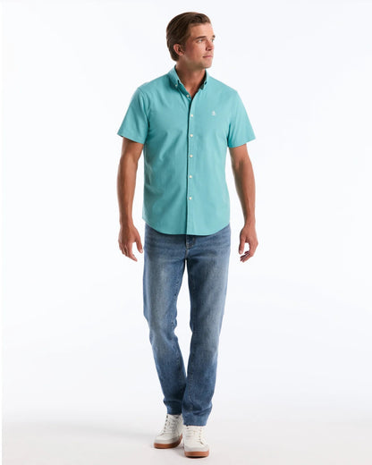 Original Penguin Short Sleeve Oxford Shirt - Aquarelle