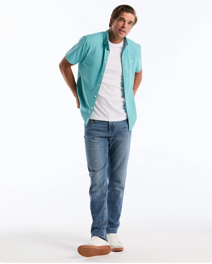 Original Penguin Short Sleeve Oxford Shirt - Aquarelle