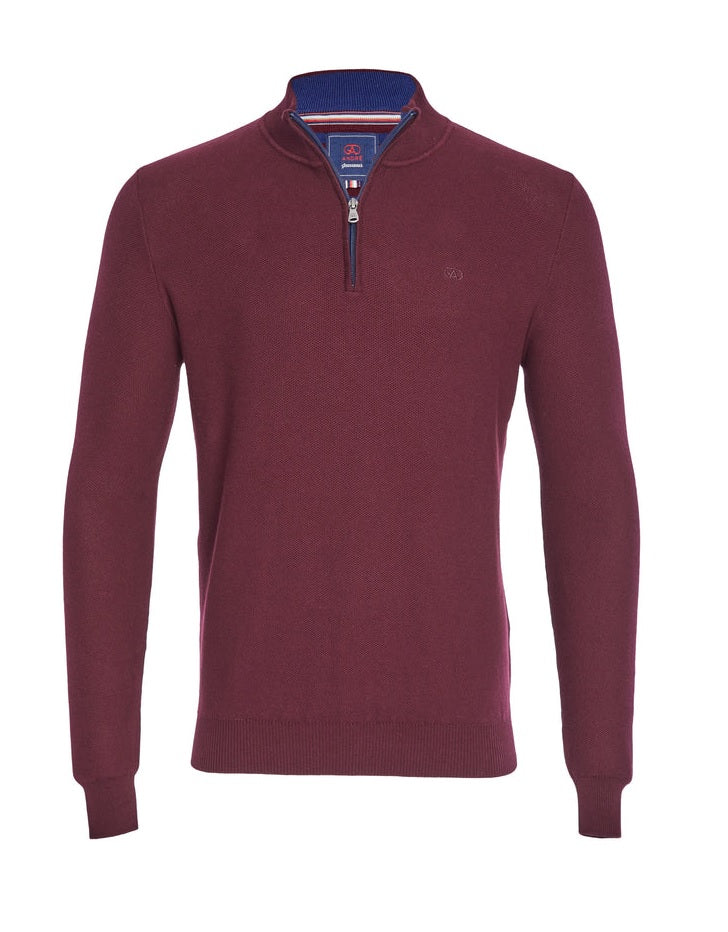 Andre Aran Half Zip Sweater - Burgundy