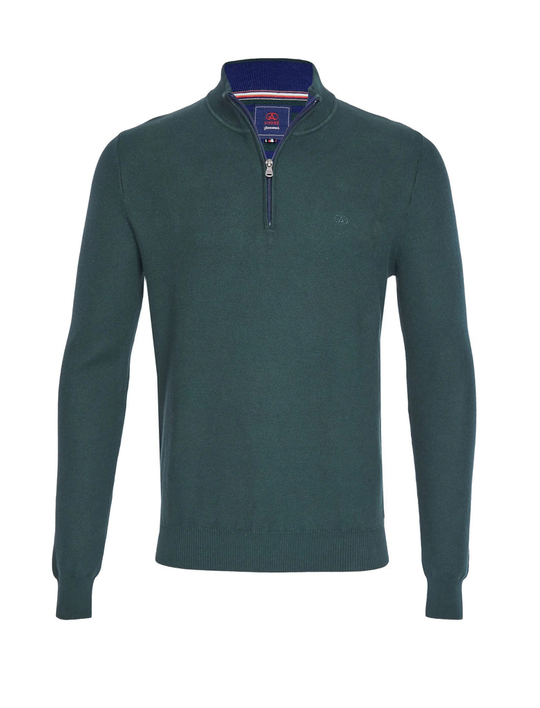 Andre Aran Half Zip Sweater - Forest