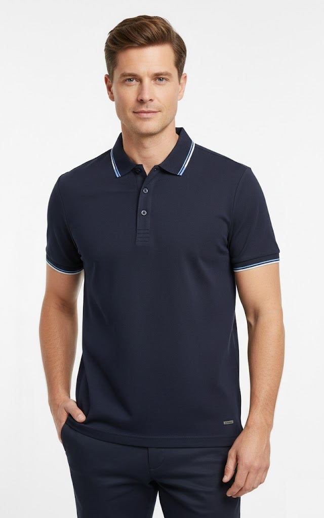 6th Sense Astonish Short Sleeve Polo Shirt - Peacoat