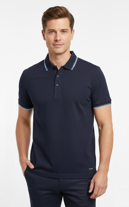 6th Sense Astonish Short Sleeve Polo Shirt - Peacoat