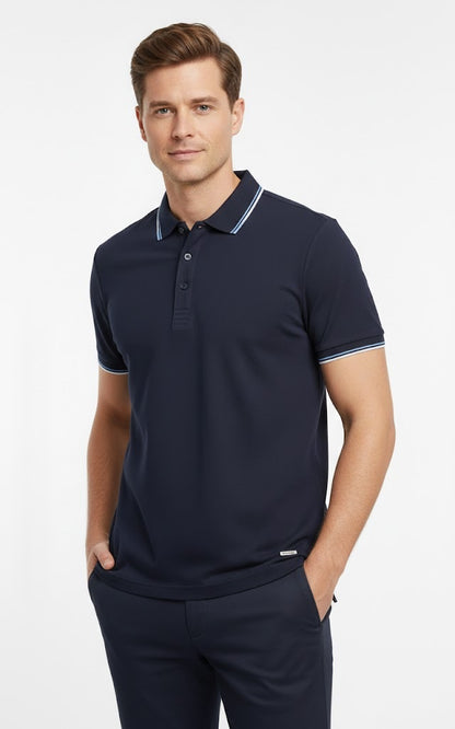 6th Sense Astonish Short Sleeve Polo Shirt - Peacoat