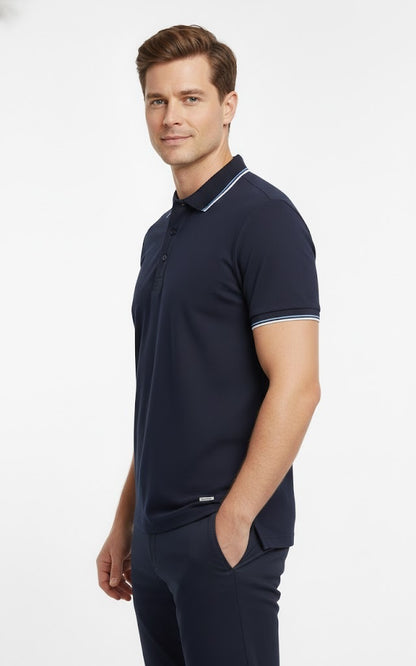 6th Sense Astonish Short Sleeve Polo Shirt - Peacoat