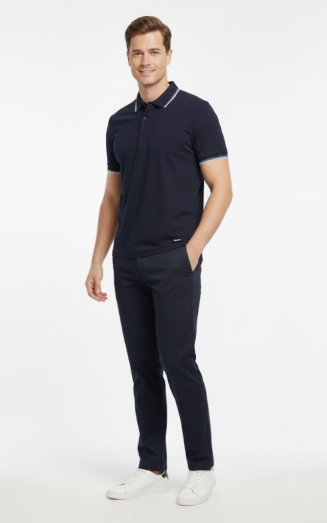 6th Sense Astonish Short Sleeve Polo Shirt - Peacoat