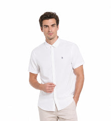 Original Penguin Ecovero Oxford Stretch Short Sleeve Shirt - Bright White